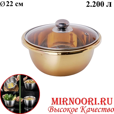 Тазик с крышкой ЗОЛОТО 6360-22(1х60)