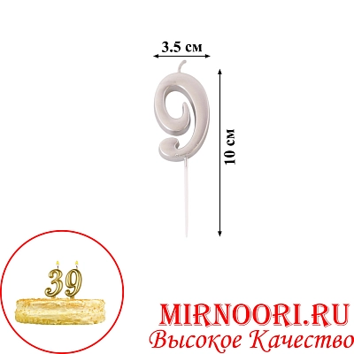 Свечи для торта  "Цифры"СЕРЕБРО"3336-9 (1х600)