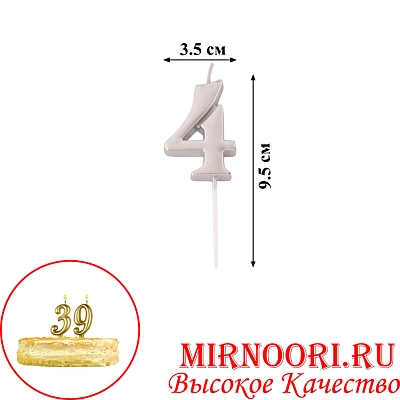 Свечи для торта  "Цифры"СЕРЕБРО"3336-4 (1х600)