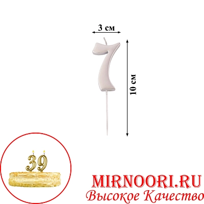 Свечи для торта  "Цифры"СЕРЕБРО"3336-7(1х600)